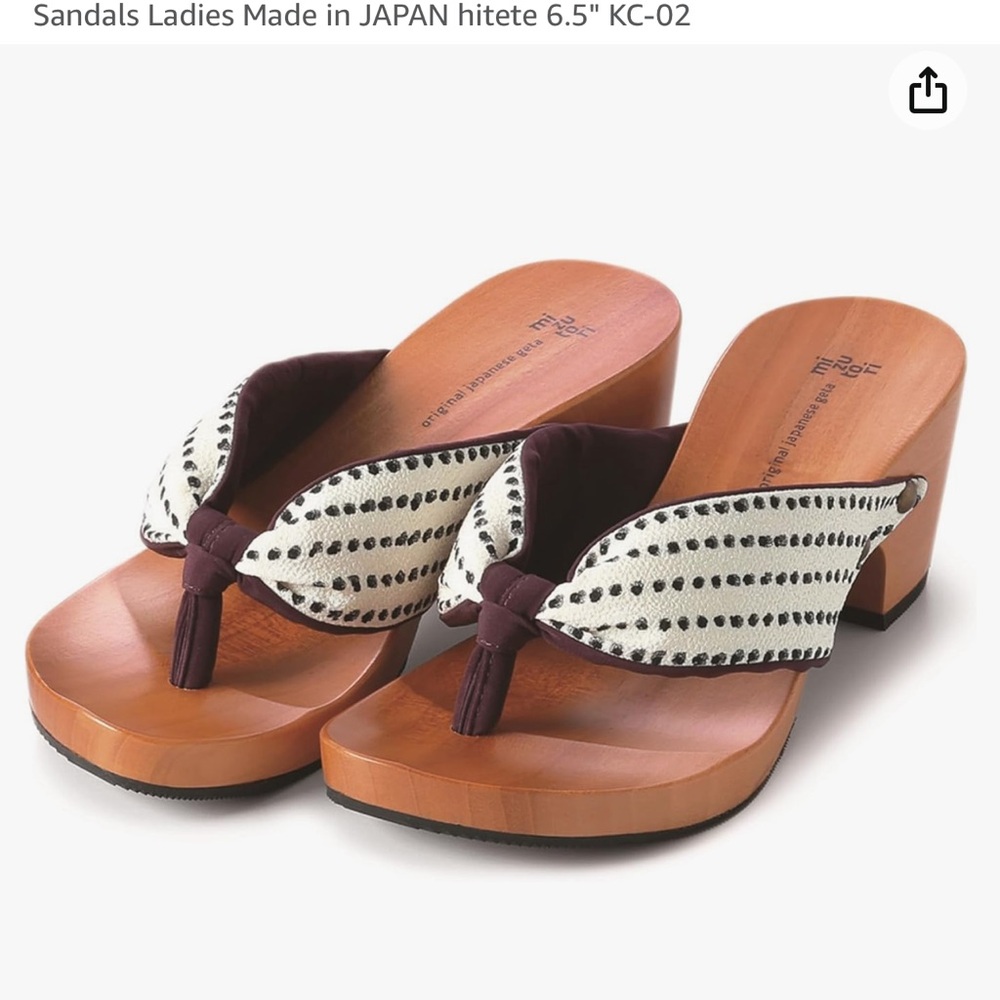 Mizutori Size 6 Black Geta Tradicional Japanese Wooden Platform Sandal
